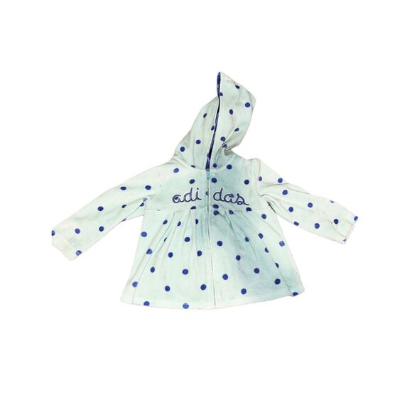 Mintblue Adidas 2T Toddler Girls Casual Hooded Polka Dot Ruffle Zipper Jacket - Picture 1 of 3